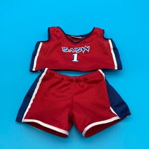 Build A Bear Workshop Clothes Mesh Basketball Jersey & Shorts Set Red Blue White